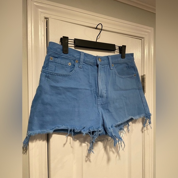 Lucky Brand Size 6 Blue Cotton Denim Relaxed Fit Distressed Cut Off Shorts - Picture 6 of 14